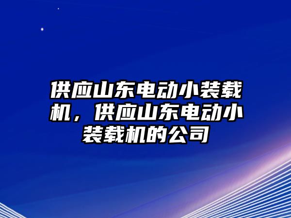 供應(yīng)山東電動(dòng)小裝載機(jī)，供應(yīng)山東電動(dòng)小裝載機(jī)的公司