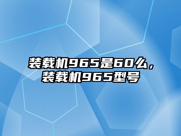 裝載機(jī)965是60么，裝載機(jī)965型號