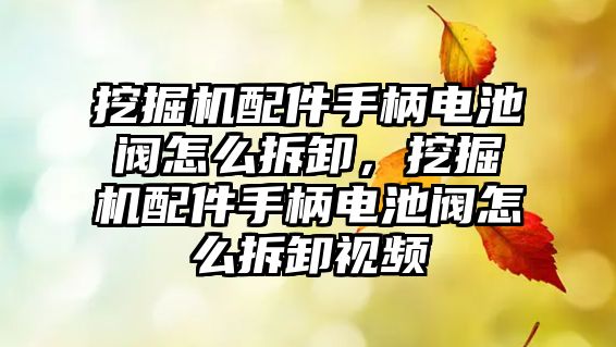 挖掘機(jī)配件手柄電池閥怎么拆卸，挖掘機(jī)配件手柄電池閥怎么拆卸視頻