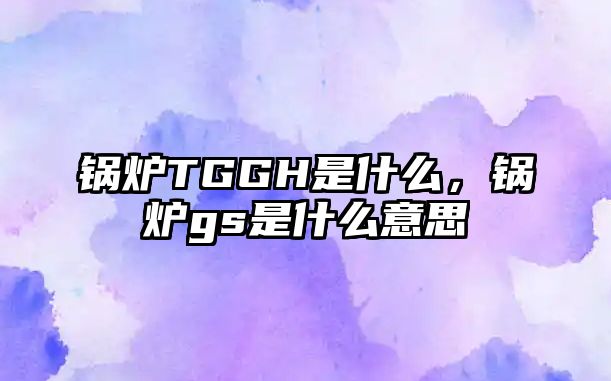 鍋爐TGGH是什么，鍋爐gs是什么意思
