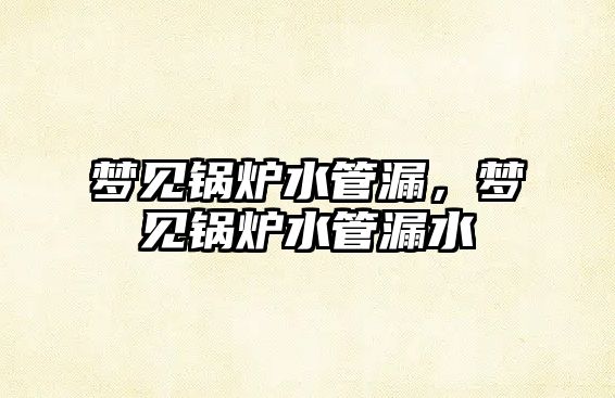 夢見鍋爐水管漏，夢見鍋爐水管漏水