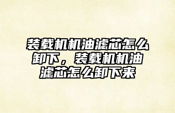 裝載機(jī)機(jī)油濾芯怎么卸下，裝載機(jī)機(jī)油濾芯怎么卸下來