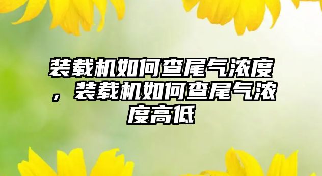 裝載機(jī)如何查尾氣濃度，裝載機(jī)如何查尾氣濃度高低