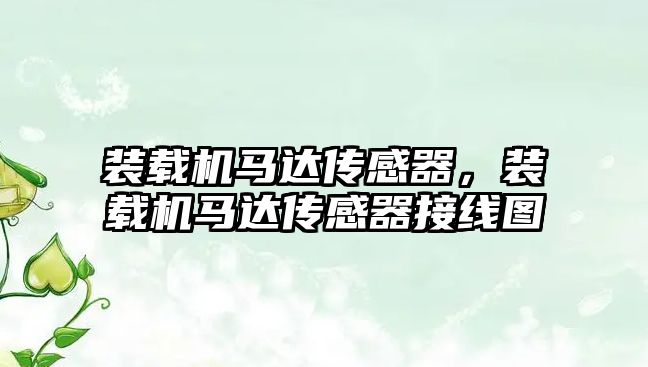裝載機(jī)馬達(dá)傳感器，裝載機(jī)馬達(dá)傳感器接線圖
