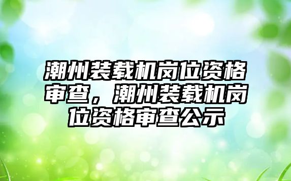 潮州裝載機崗位資格審查，潮州裝載機崗位資格審查公示