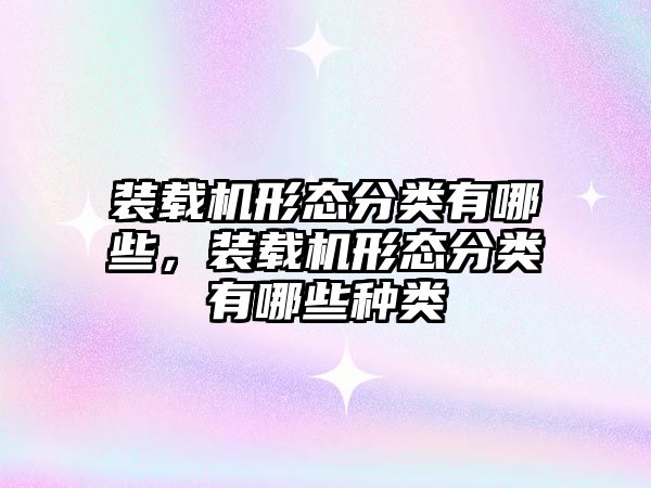 裝載機形態(tài)分類有哪些，裝載機形態(tài)分類有哪些種類