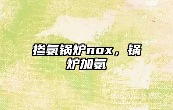摻氨鍋爐nox，鍋爐加氨