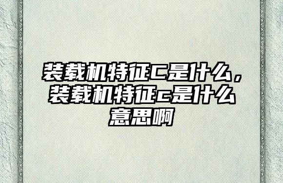 裝載機(jī)特征C是什么，裝載機(jī)特征c是什么意思啊