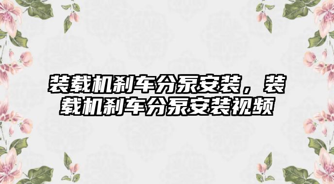 裝載機剎車分泵安裝，裝載機剎車分泵安裝視頻
