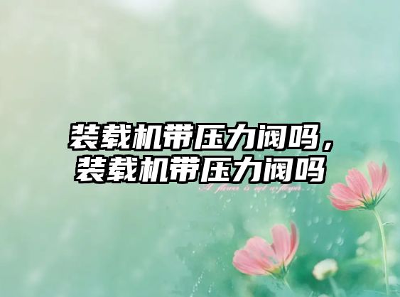 裝載機帶壓力閥嗎，裝載機帶壓力閥嗎