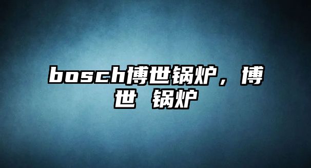 bosch博世鍋爐，博世 鍋爐