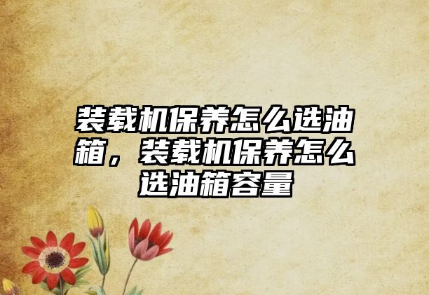 裝載機(jī)保養(yǎng)怎么選油箱，裝載機(jī)保養(yǎng)怎么選油箱容量