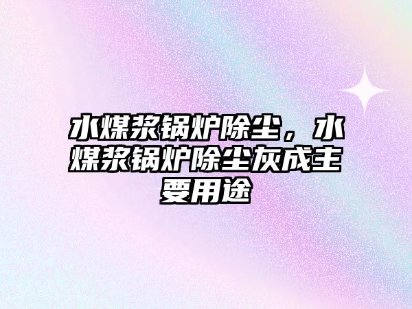 水煤漿鍋爐除塵，水煤漿鍋爐除塵灰成主要用途