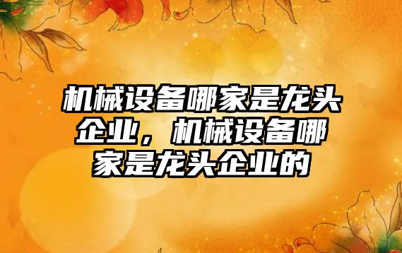 機(jī)械設(shè)備哪家是龍頭企業(yè)，機(jī)械設(shè)備哪家是龍頭企業(yè)的