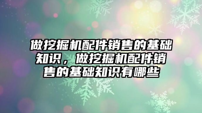 做挖掘機(jī)配件銷售的基礎(chǔ)知識(shí)，做挖掘機(jī)配件銷售的基礎(chǔ)知識(shí)有哪些