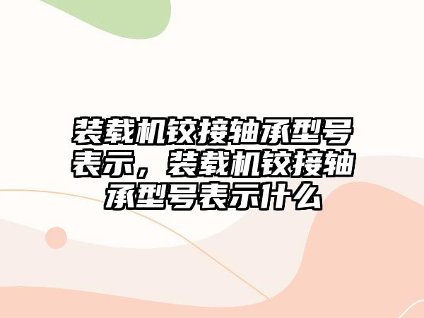裝載機(jī)鉸接軸承型號(hào)表示，裝載機(jī)鉸接軸承型號(hào)表示什么