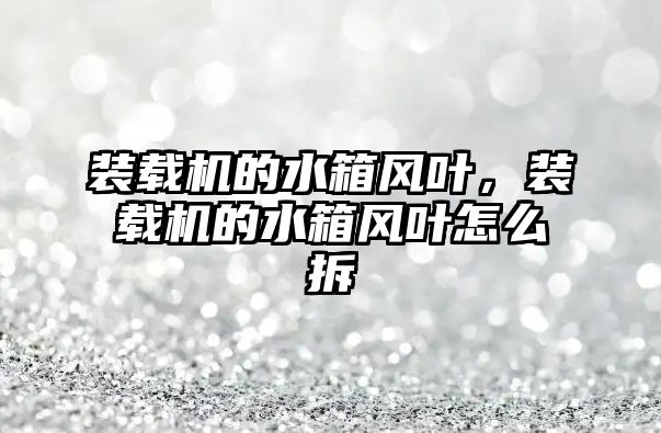 裝載機(jī)的水箱風(fēng)葉，裝載機(jī)的水箱風(fēng)葉怎么拆