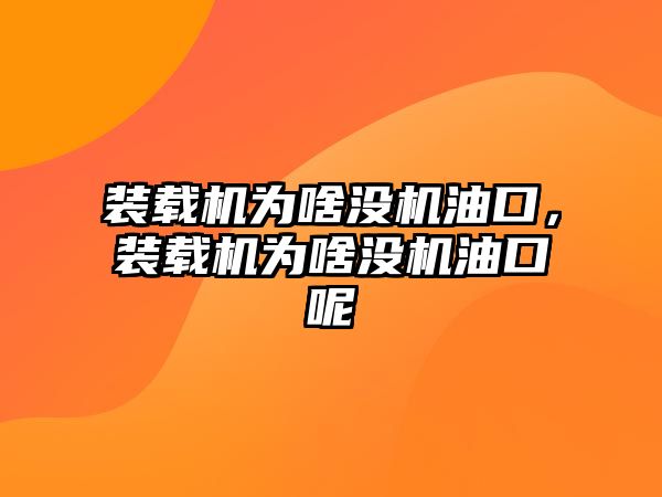 裝載機(jī)為啥沒(méi)機(jī)油口，裝載機(jī)為啥沒(méi)機(jī)油口呢