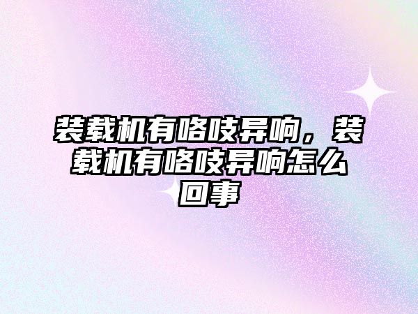 裝載機有咯吱異響，裝載機有咯吱異響怎么回事