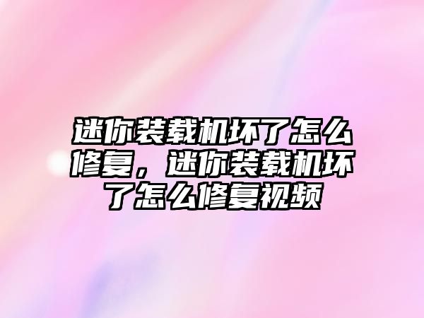 迷你裝載機(jī)壞了怎么修復(fù)，迷你裝載機(jī)壞了怎么修復(fù)視頻