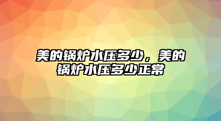 美的鍋爐水壓多少，美的鍋爐水壓多少正常