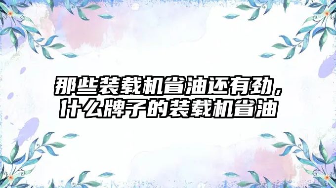 那些裝載機(jī)省油還有勁，什么牌子的裝載機(jī)省油