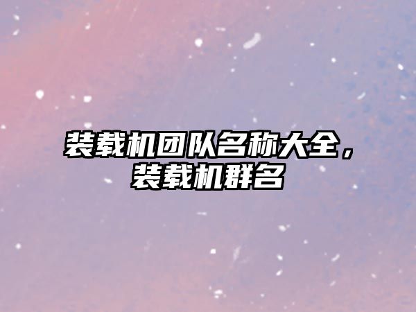 裝載機(jī)團(tuán)隊(duì)名稱大全，裝載機(jī)群名