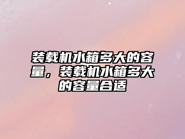 裝載機水箱多大的容量，裝載機水箱多大的容量合適