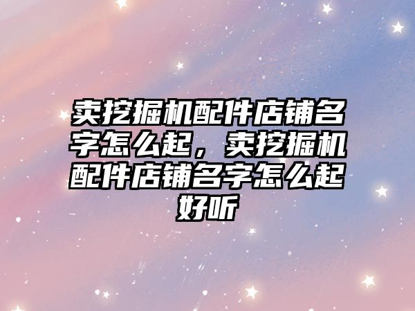 賣挖掘機配件店鋪名字怎么起，賣挖掘機配件店鋪名字怎么起好聽