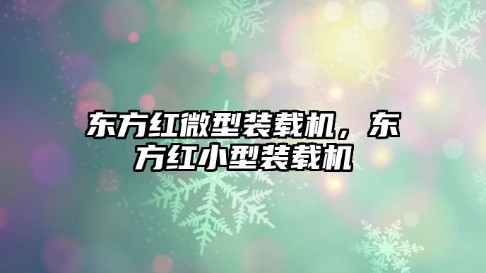 東方紅微型裝載機，東方紅小型裝載機