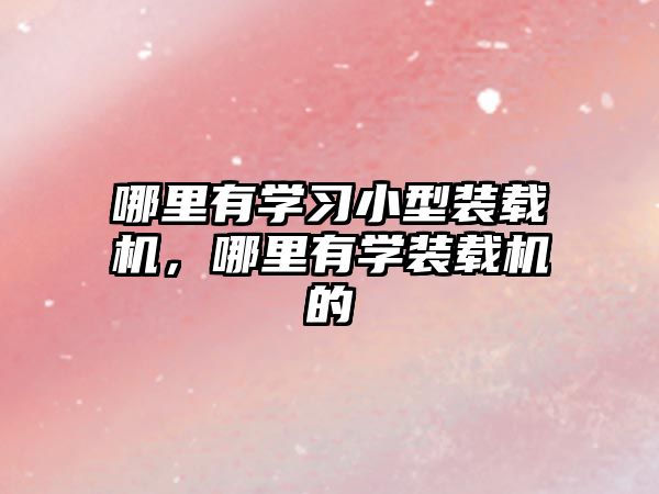 哪里有學(xué)習(xí)小型裝載機(jī)，哪里有學(xué)裝載機(jī)的