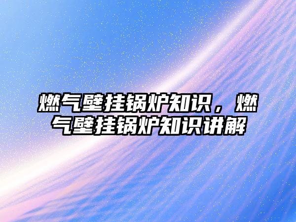燃氣壁掛鍋爐知識，燃氣壁掛鍋爐知識講解