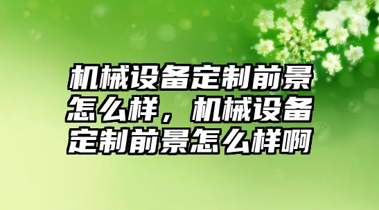 機(jī)械設(shè)備定制前景怎么樣，機(jī)械設(shè)備定制前景怎么樣啊