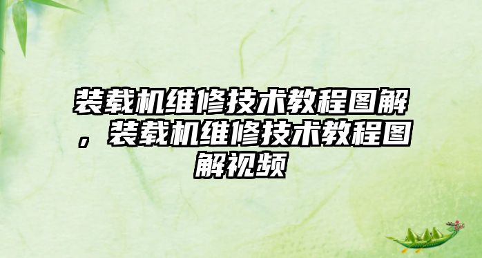 裝載機(jī)維修技術(shù)教程圖解，裝載機(jī)維修技術(shù)教程圖解視頻