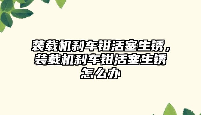 裝載機(jī)剎車鉗活塞生銹，裝載機(jī)剎車鉗活塞生銹怎么辦