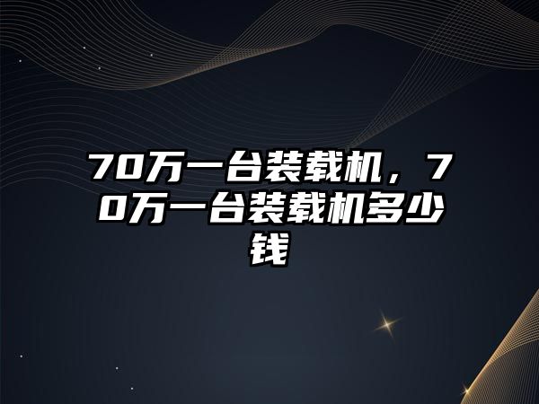 70萬一臺(tái)裝載機(jī)，70萬一臺(tái)裝載機(jī)多少錢