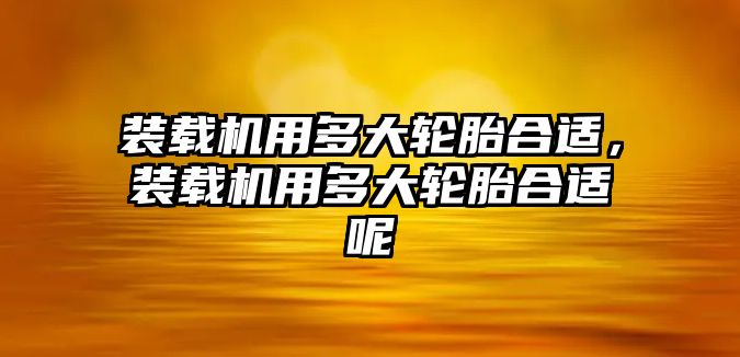 裝載機(jī)用多大輪胎合適，裝載機(jī)用多大輪胎合適呢