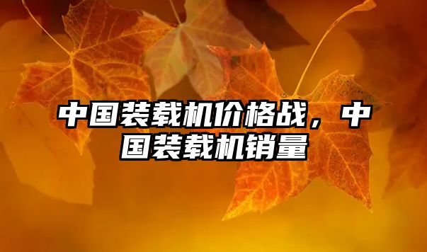 中國裝載機價格戰(zhàn)，中國裝載機銷量