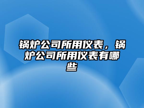 鍋爐公司所用儀表，鍋爐公司所用儀表有哪些