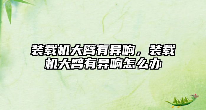 裝載機(jī)大臂有異響，裝載機(jī)大臂有異響怎么辦