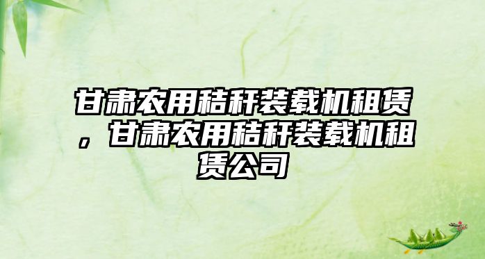 甘肅農(nóng)用秸稈裝載機(jī)租賃，甘肅農(nóng)用秸稈裝載機(jī)租賃公司