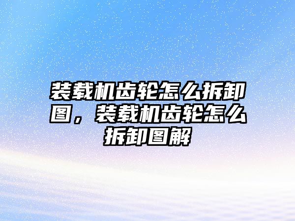 裝載機(jī)齒輪怎么拆卸圖，裝載機(jī)齒輪怎么拆卸圖解