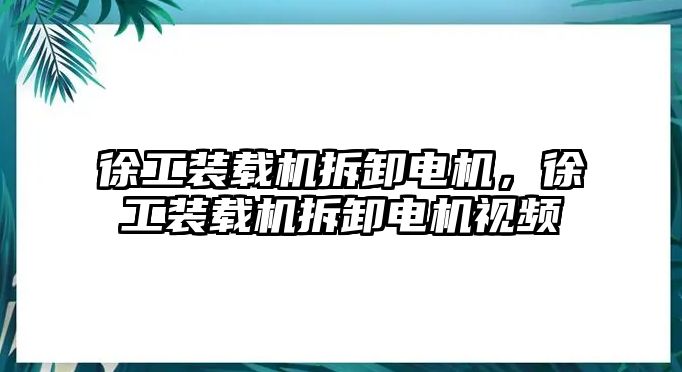 徐工裝載機拆卸電機，徐工裝載機拆卸電機視頻