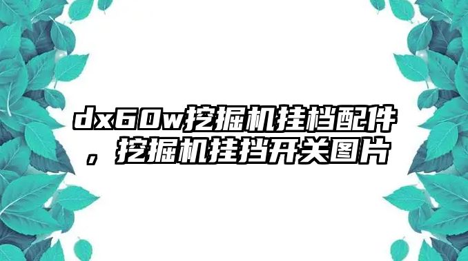 dx60w挖掘機掛檔配件，挖掘機掛擋開關圖片
