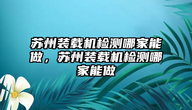 蘇州裝載機(jī)檢測哪家能做，蘇州裝載機(jī)檢測哪家能做