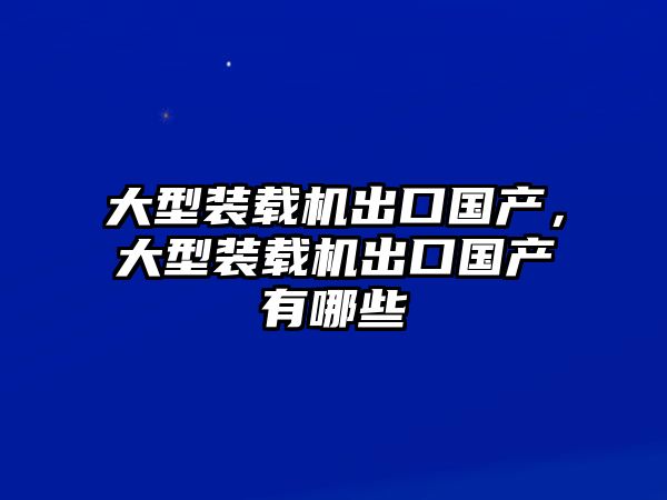 大型裝載機出口國產(chǎn)，大型裝載機出口國產(chǎn)有哪些