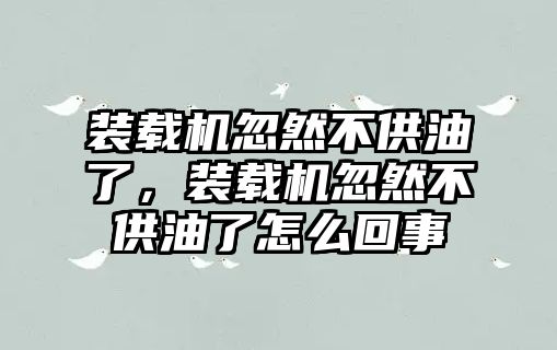 裝載機(jī)忽然不供油了，裝載機(jī)忽然不供油了怎么回事