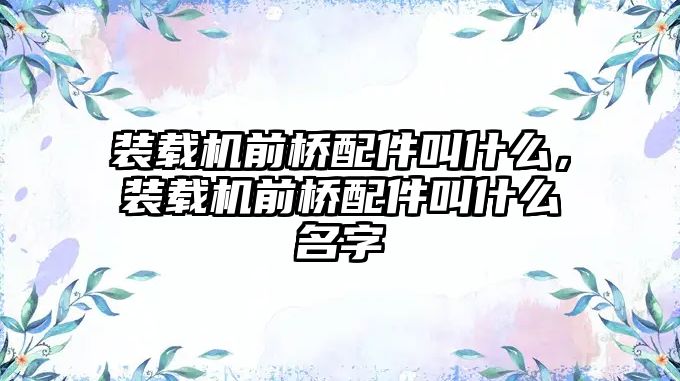裝載機前橋配件叫什么，裝載機前橋配件叫什么名字