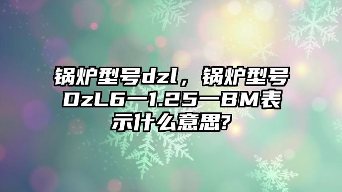 鍋爐型號(hào)dzl，鍋爐型號(hào)DzL6一1.25一BM表示什么意思?