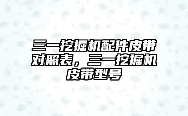 三一挖掘機(jī)配件皮帶對照表，三一挖掘機(jī)皮帶型號